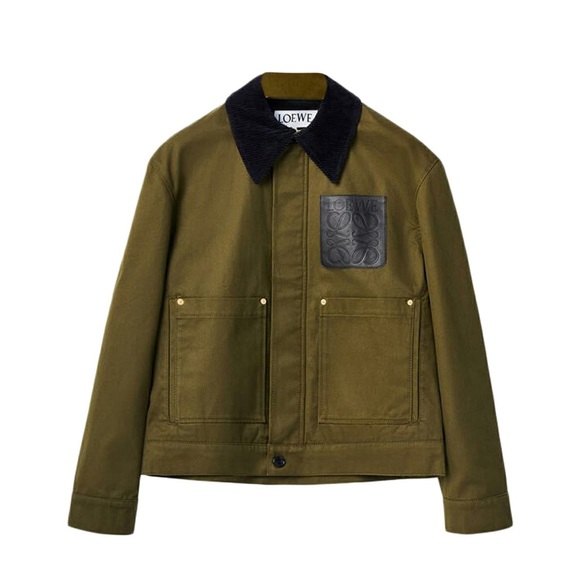 【送料&関税込】Loewe Khaki Cotton Jacket Loewe Khaki Short Workwear Jacket - Complete Price
